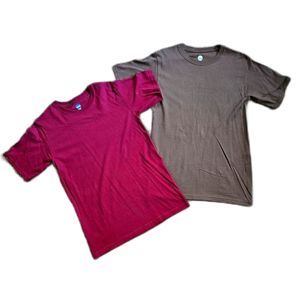 2 - NCAA Solid Short Sleeve T-Shirts Team Uniform Chore Workwear Brown & Maroon